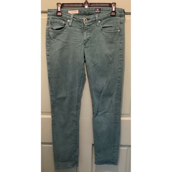 AG Adriano Goldschmied Pants Green Size 29R The Stevie Ankle Slim Straight Leg - Picture 1 of 10